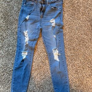 Trendy Distressed Blue Skinny Jeans